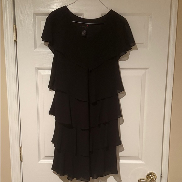 Scarlett Elegant Black Tiered Mini Dress - Picture 1 of 5